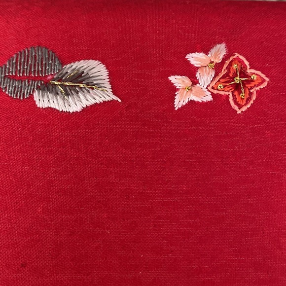 Red Synthetic Embroidered Clutch Purse - Picture 7 of 10